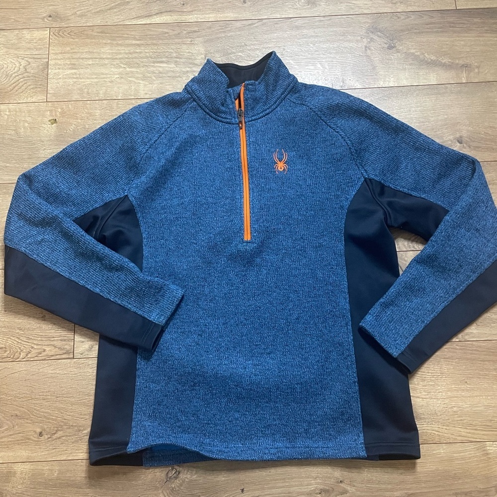 Spyder men's outbound core half zip fleece lined pullover sweater medium blue - Picture 3 of 15